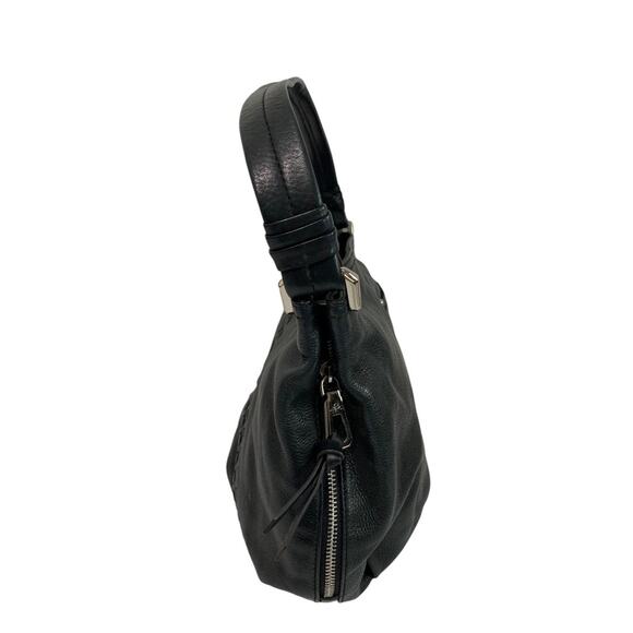 B Makowsky Black Pebbled Leather Shoulderbag Side Zip Pockets - Picture 3 of 11